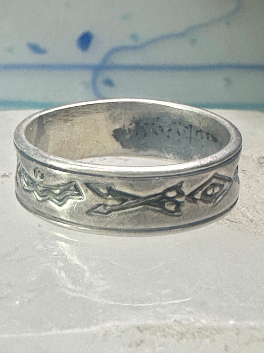 Navajo ring sign P band ring Phoenix crossed arrows plus symbols size 7.7 sterling silver women men boys girls