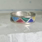 Zuni turquoise ring malachite lapis wedding band Size 7 Vintage sterling silver women men