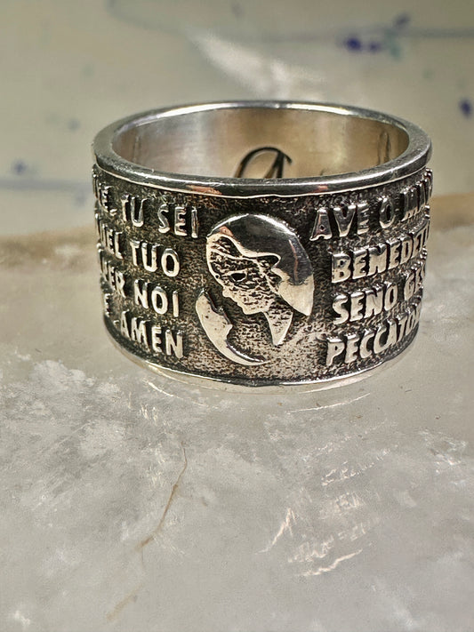 Ava Maria ring Italy by Amen size 7.50 Hail Mary Prayer band sterling silver women men