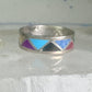 Zuni turquoise ring malachite lapis wedding band Size 7 Vintage sterling silver women men