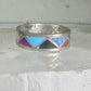 Zuni turquoise ring malachite lapis wedding band Size 7 Vintage sterling silver women men