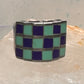 Vintage checkerboard ring cigar band blue lapis turquoise size 10.50 sterling silver women