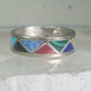 Zuni turquoise ring malachite lapis wedding band Size 7 Vintage sterling silver women men
