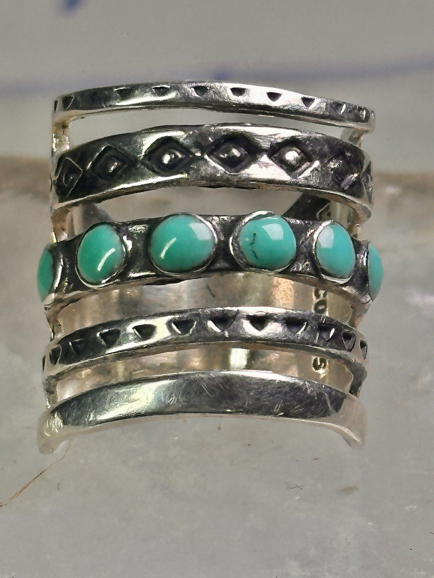 Mexican ring size 5.25 Mexico turquoise wide band sterling silver women