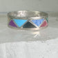 Zuni turquoise ring malachite lapis wedding band Size 7 Vintage sterling silver women men