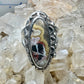 Agate ring Navajo colorful  long vintage size 4 sterling silver women girls