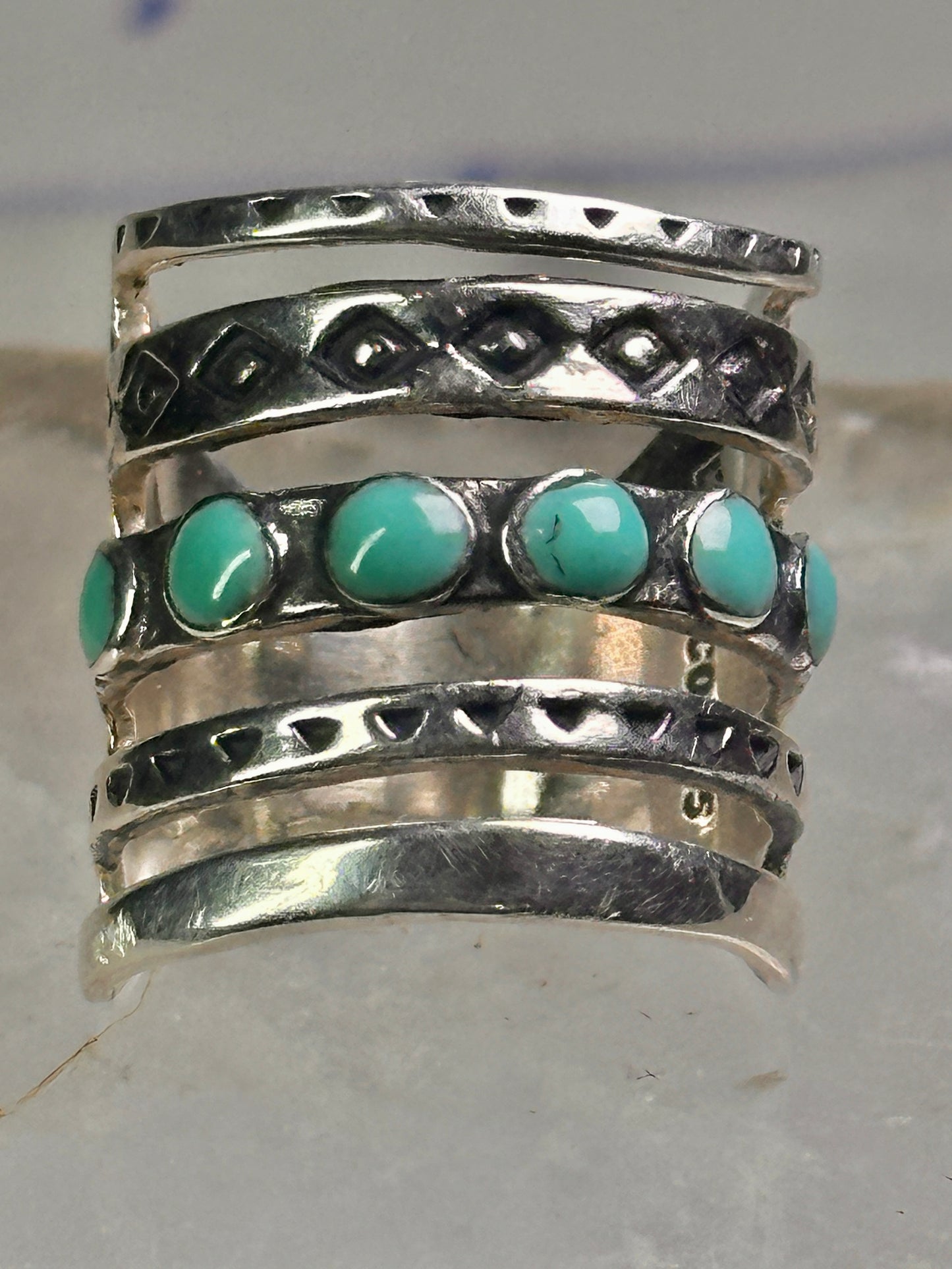 Mexican ring size 5.25 Mexico turquoise wide band sterling silver women