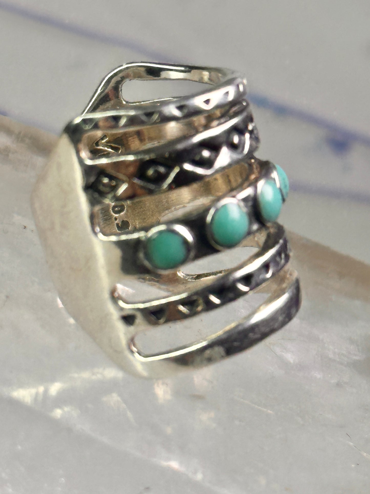 Mexican ring size 5.25 Mexico turquoise wide band sterling silver women