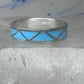 Vintage Sterling Silver Zuni Reconstituted Turquoise Inlay Wedding Band Ring Size 11.25 925