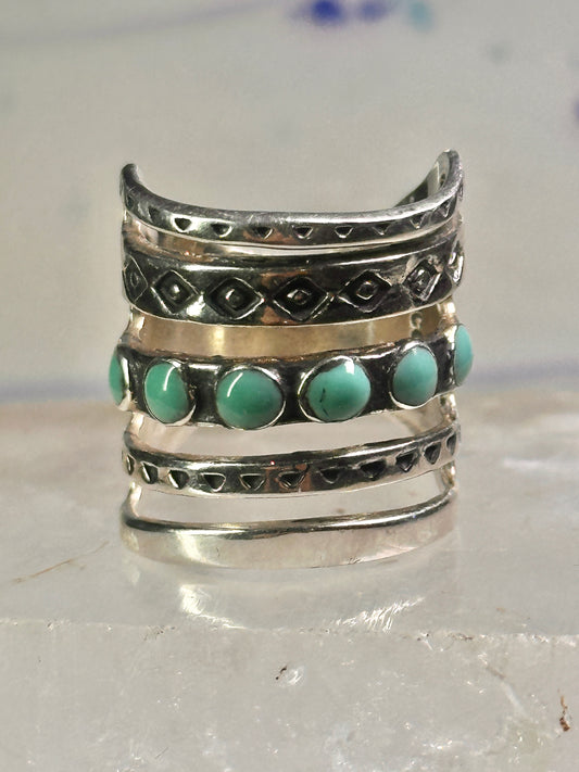 Mexican ring size 5.25 Mexico turquoise wide band sterling silver women