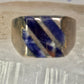 Mexico Taxco ring size 6 blue lapis or sodalite ? wide band sterling silver women men
