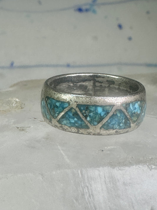 Zuni turquoise ring wedding band Size 7 Vintage sterling silver women men