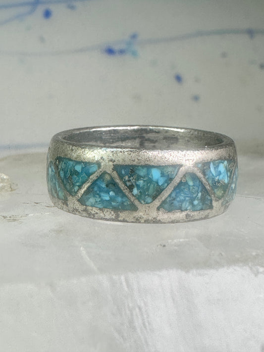 Zuni turquoise ring wedding band Size 7 Vintage sterling silver women men