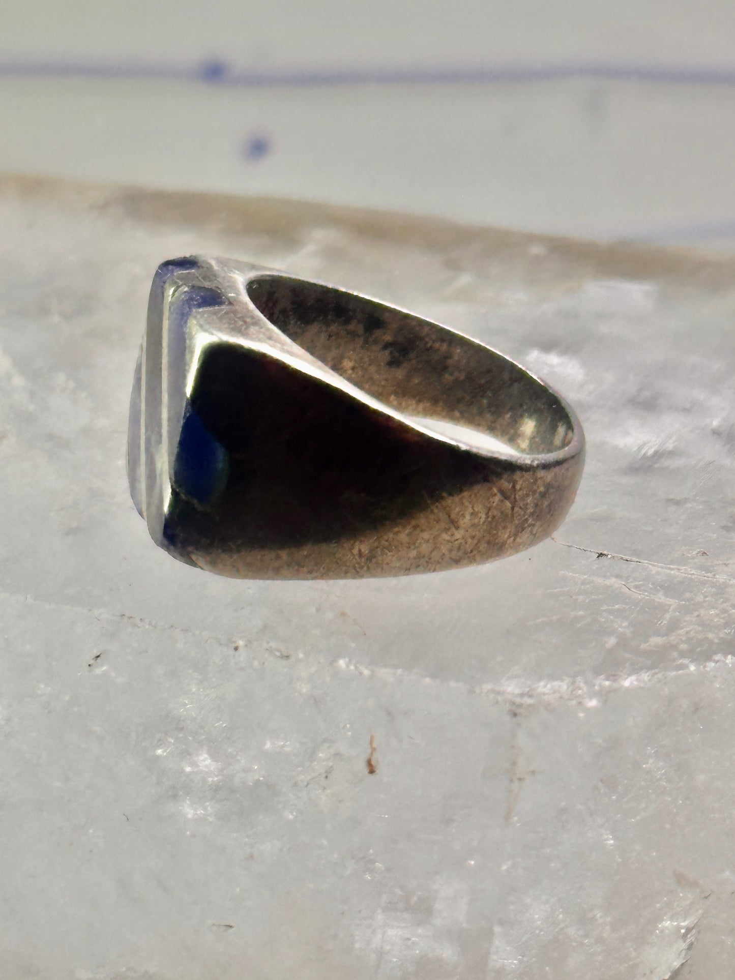 Mexico Taxco ring size 6 blue lapis or sodalite ? wide band sterling silver women men