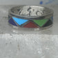Vintage Sterling Silver Multi Stone Geometric Rough Inlay Band Ring Size 7.75 925