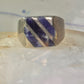 Mexico Taxco ring size 6 blue lapis or sodalite ? wide band sterling silver women men