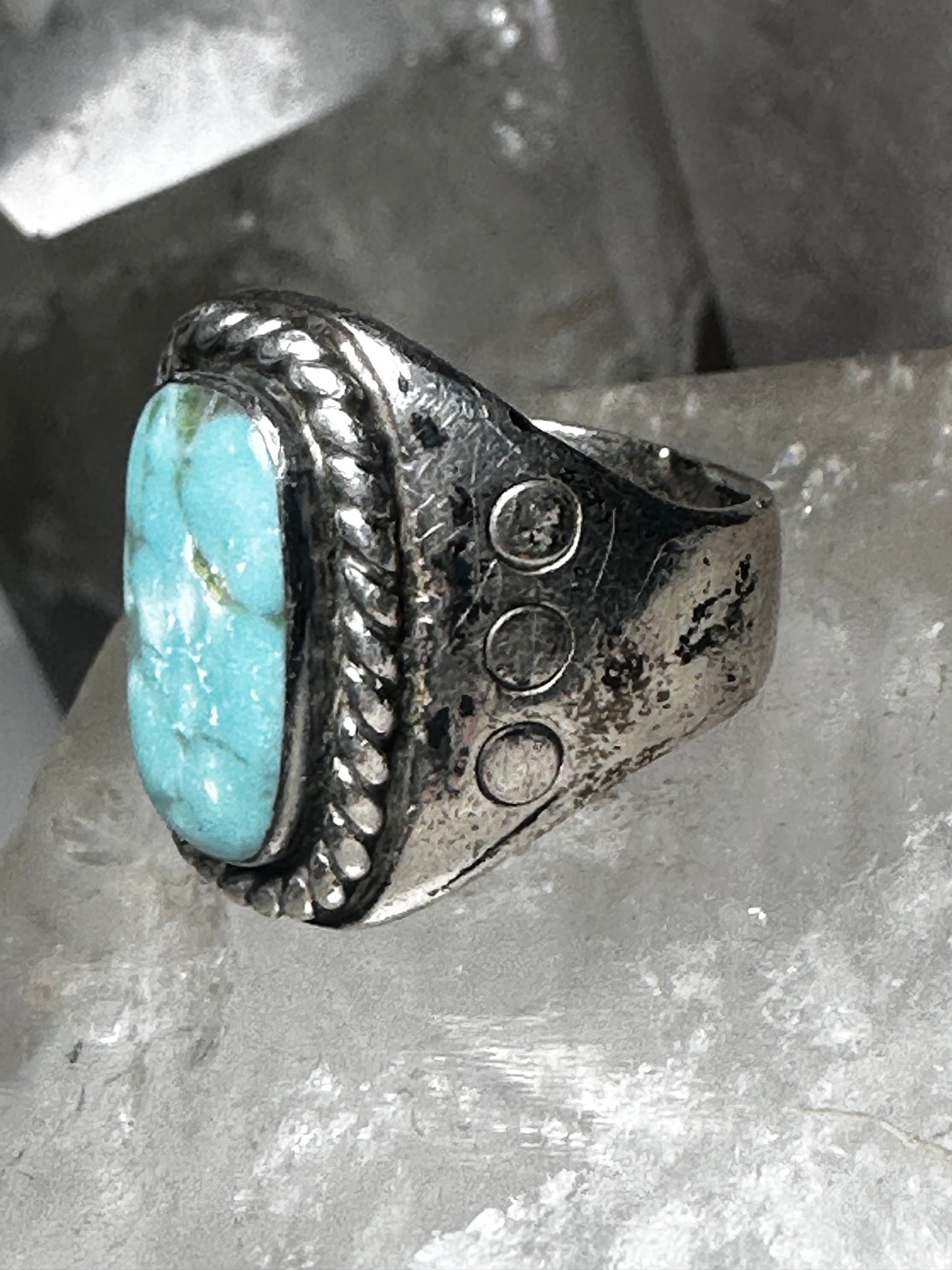 Navajo ring size 7.50 turquoise sterling silver band women men