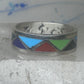 Vintage Sterling Silver Multi Stone Geometric Rough Inlay Band Ring Size 7.75 925