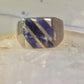 Mexico Taxco ring size 6 blue lapis or sodalite ? wide band sterling silver women men