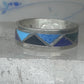 Vintage Sterling Silver Multi Stone Geometric Rough Inlay Band Ring Size 7.75 925