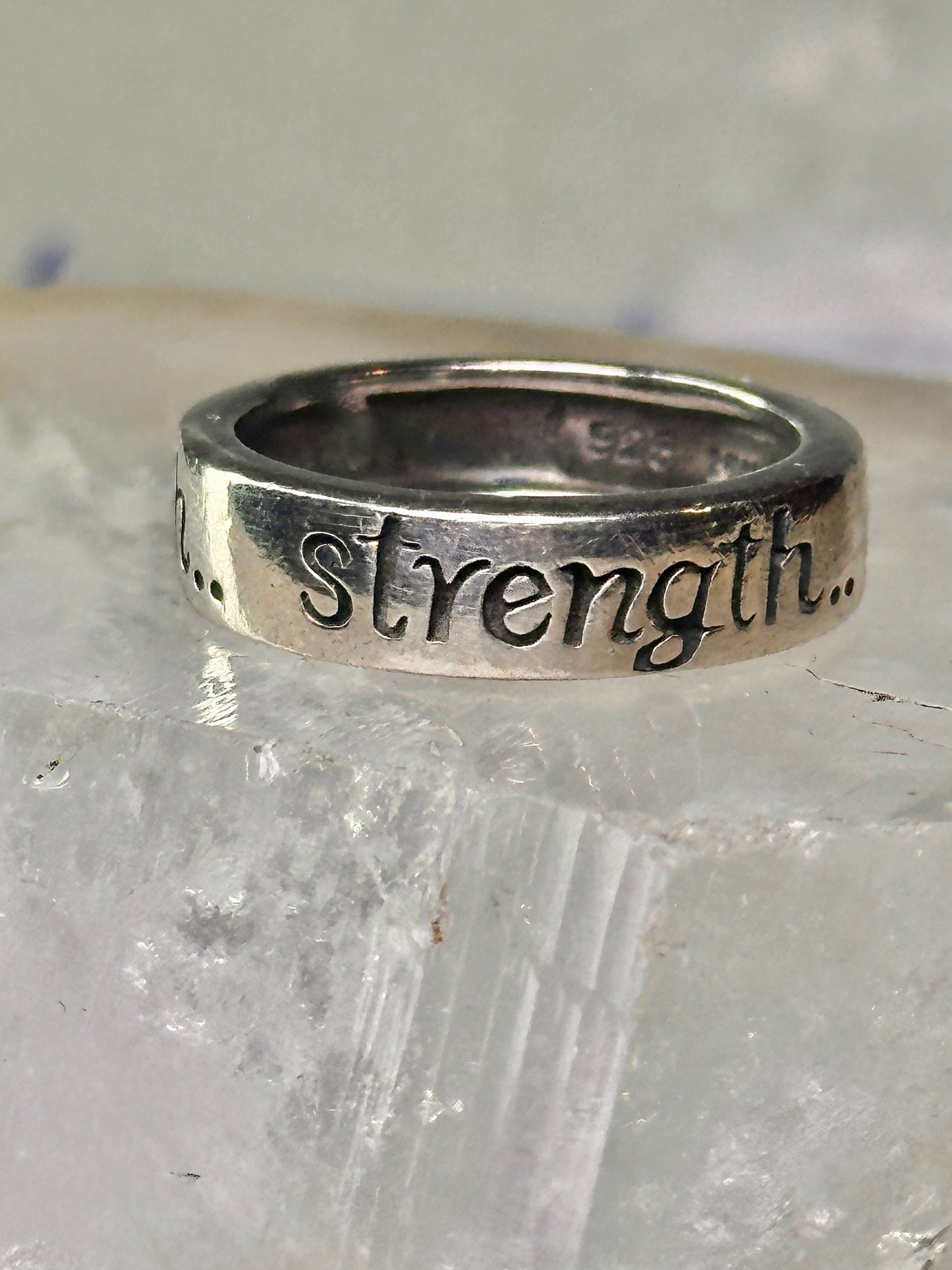 Strength ring size 6.75 word words band sterling silver women