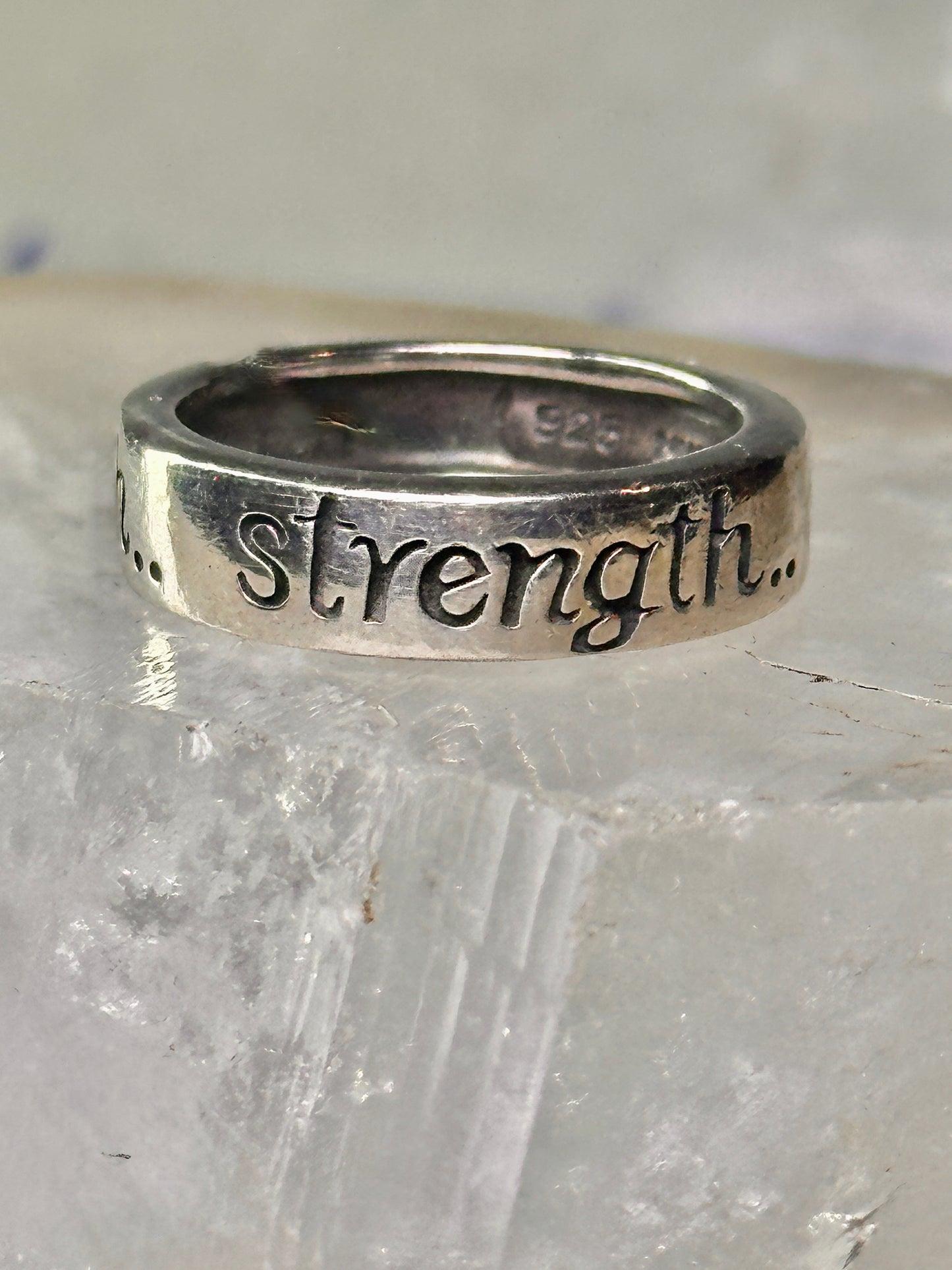 Strength ring size 6.75 word words band sterling silver women