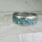 Zuni turquoise ring wedding band Size 7 Vintage sterling silver women men