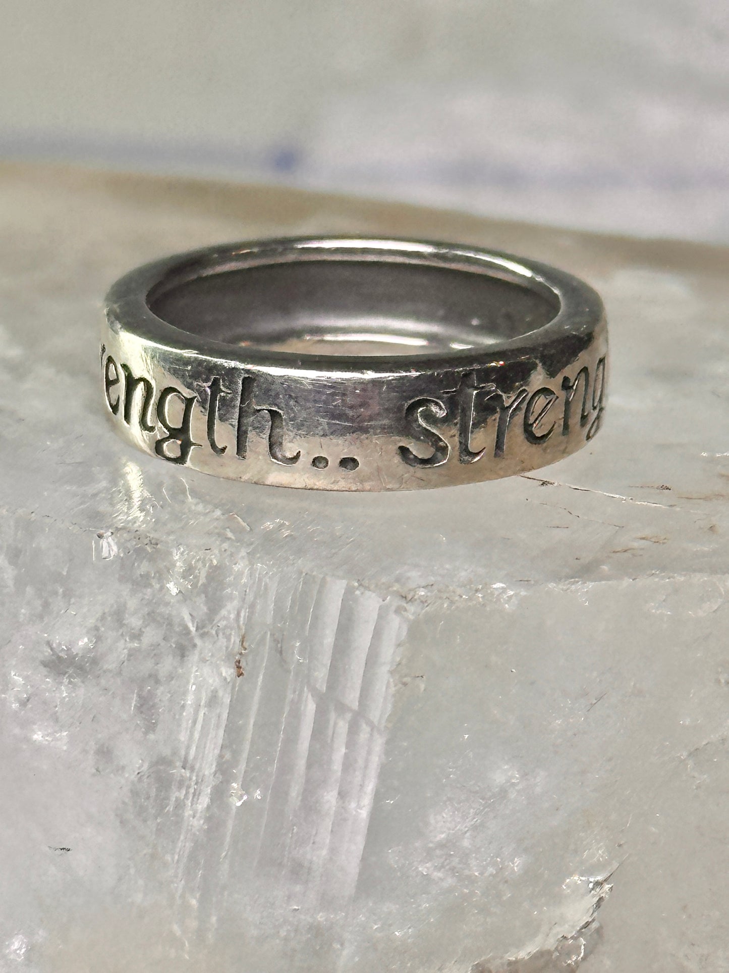 Strength ring size 6.75 word words band sterling silver women
