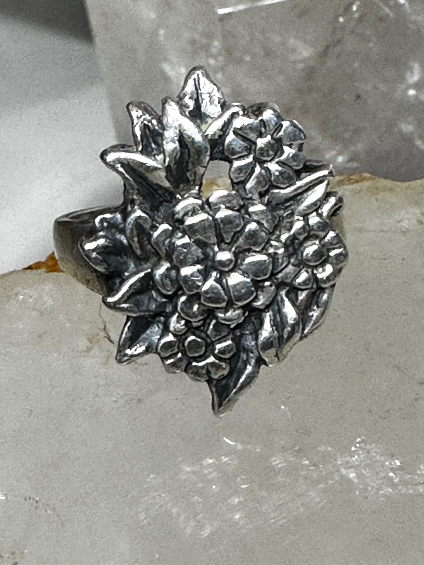 Floral ring size 8.50 band sterling silver women