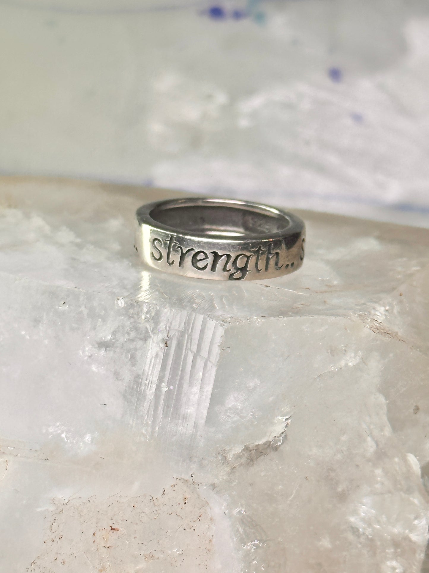 Strength ring size 6.75 word words band sterling silver women