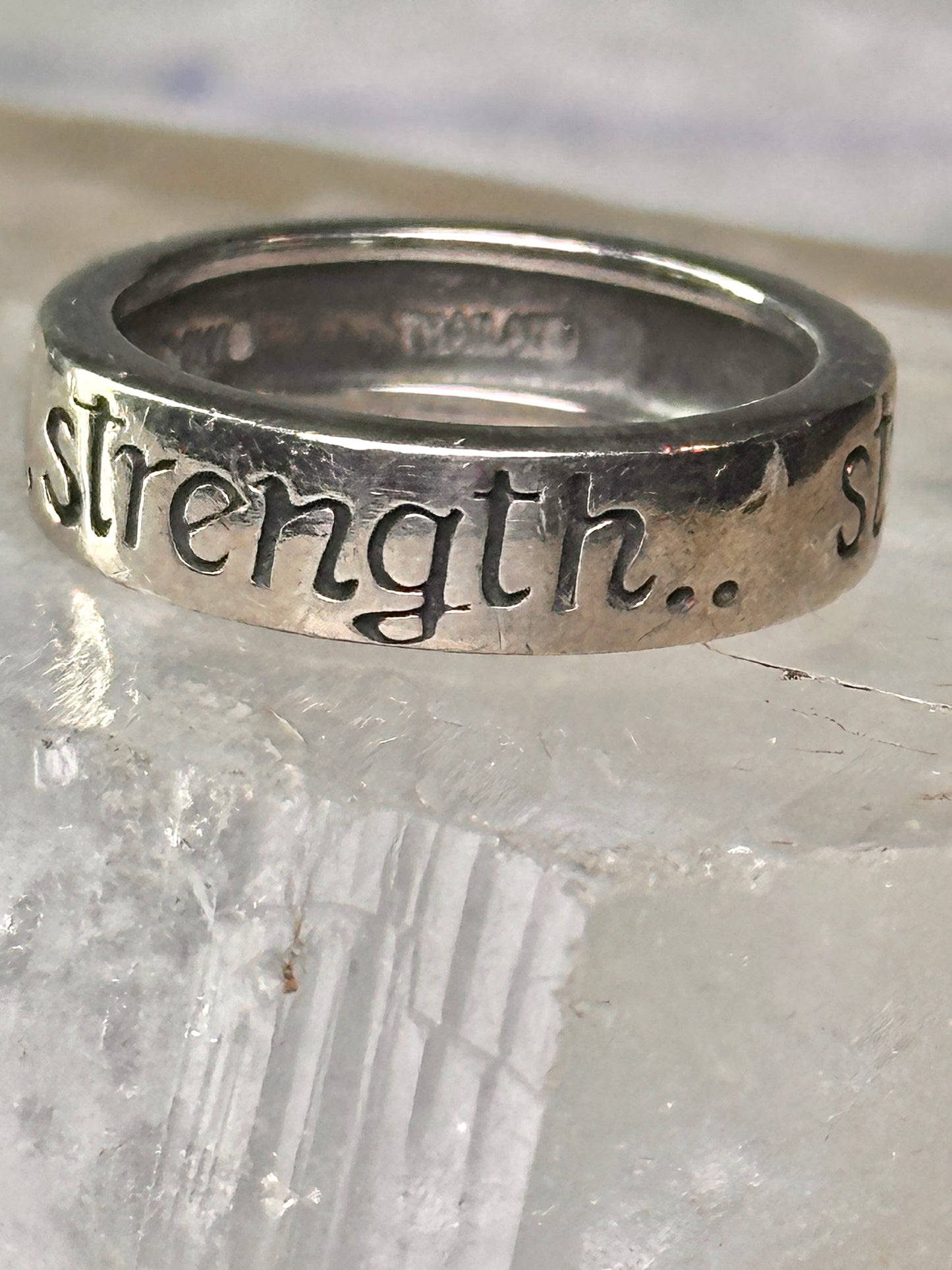 Strength ring size 6.75 word words band sterling silver women