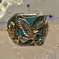 Black Hills Gold Turquoise ring eagle band size 10 sterling silver women men