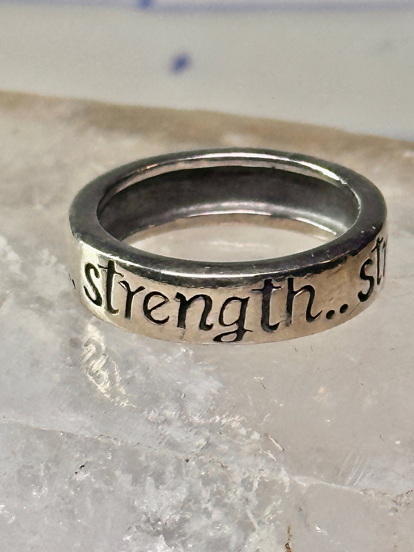 Strength ring size 6.75 word words band sterling silver women