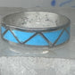 Vintage Sterling Silver Zuni Reconstituted Turquoise Inlay Band Ring Size 8.50 925
