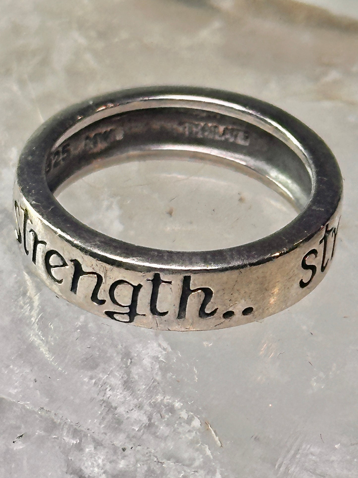 Strength ring size 6.75 word words band sterling silver women