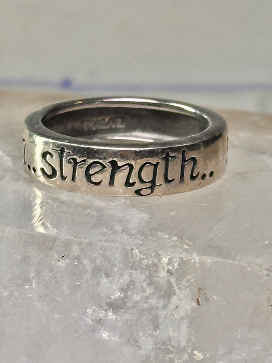 Strength ring size 6.75 word words band sterling silver women