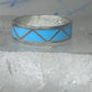 Vintage Sterling Silver Zuni Reconstituted Turquoise Inlay Band Ring Size 8.50 925