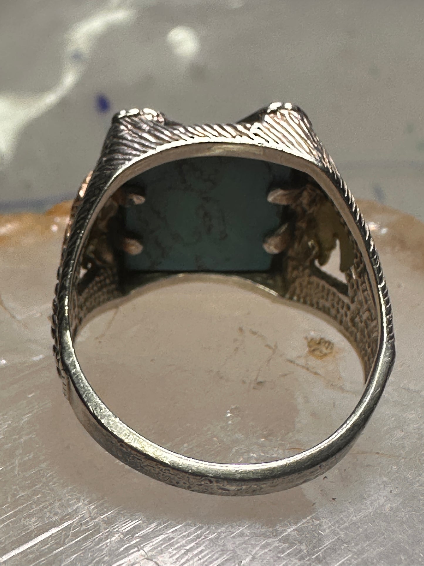 Black Hills Gold Turquoise ring eagle band size 10 sterling silver women men