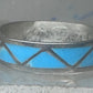 Vintage Sterling Silver Zuni Reconstituted Turquoise Inlay Band Ring Size 7.25 925