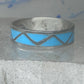 Vintage Sterling Silver Zuni Reconstituted Turquoise Inlay Band Ring Size 7.25 925