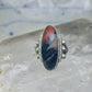 Navajo ring agate Long Petrified Wood Size 6 Vintage sterling silver women