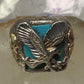 Black Hills Gold Turquoise ring eagle band size 10 sterling silver women men