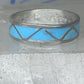 Vintage Sterling Silver Zuni Reconstituted Turquoise Inlay Band Ring Size 7.25 925