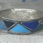 Vintage Sterling Silver Multi Stone Geometric Inlay Band Ring Size 6.50 925