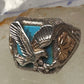 Black Hills Gold Turquoise ring eagle band size 10 sterling silver women men