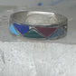 Vintage Sterling Silver Multi Stone Geometric Inlay Band Ring Size 6.50 925