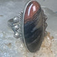Navajo ring agate Long Petrified Wood Size 6 Vintage sterling silver women