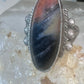 Navajo ring agate Long Petrified Wood Size 6 Vintage sterling silver women