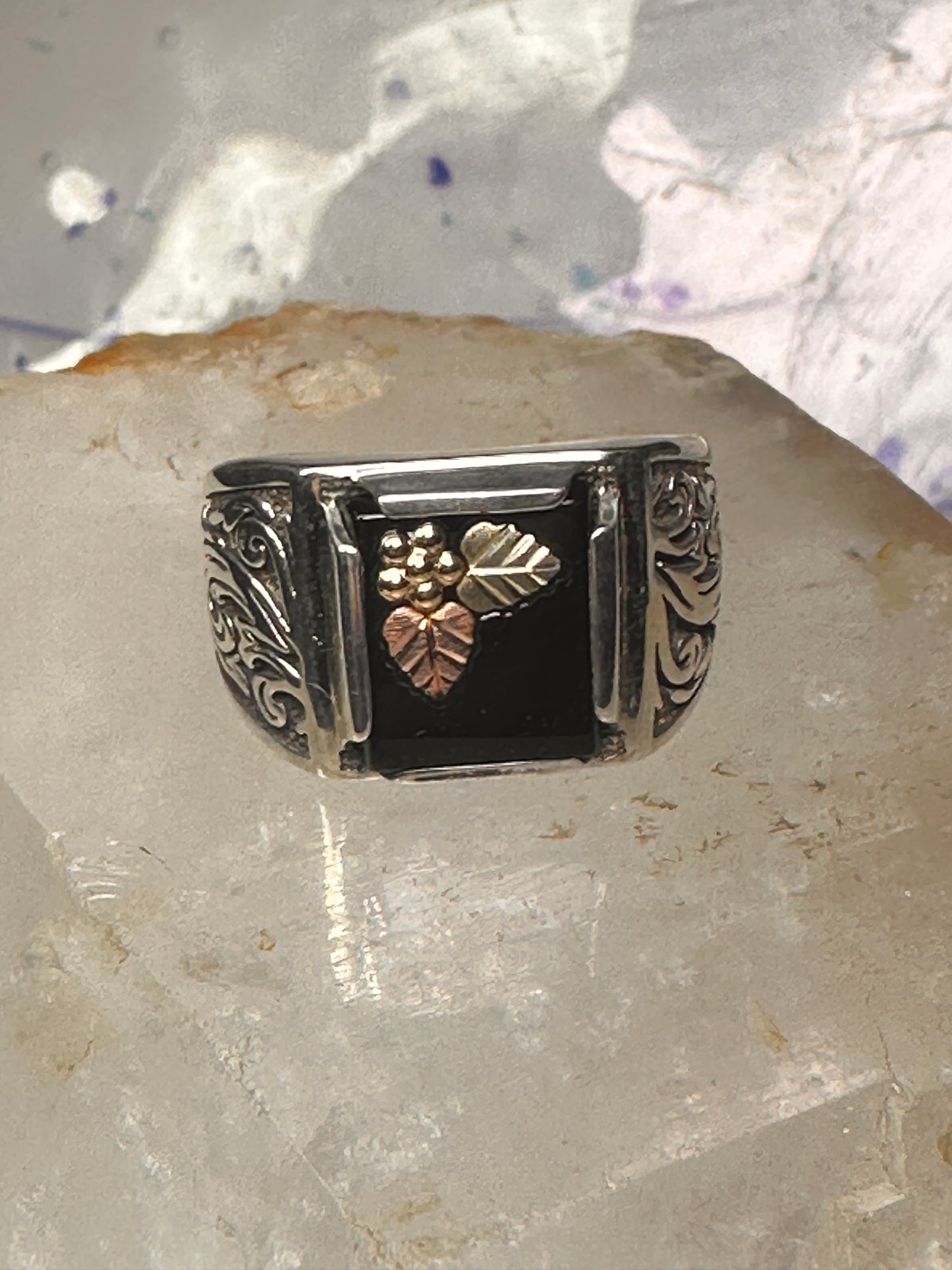 Black Hills Gold ring leaves band size 11 sterling silver women men