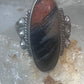 Navajo ring agate Long Petrified Wood Size 6 Vintage sterling silver women